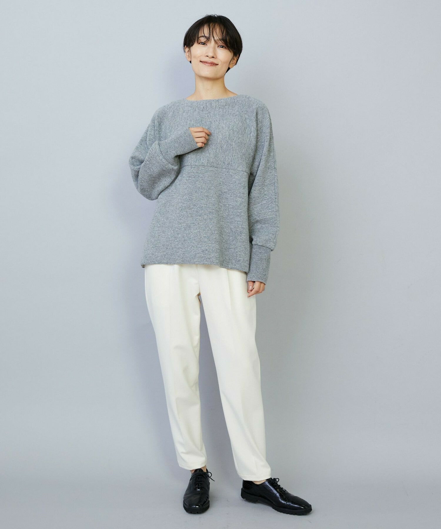 【MOGA】WOOLEN×AMOSSA ドルマンスリーブ配色ニット 詳細画像 ブラック系その他 10
