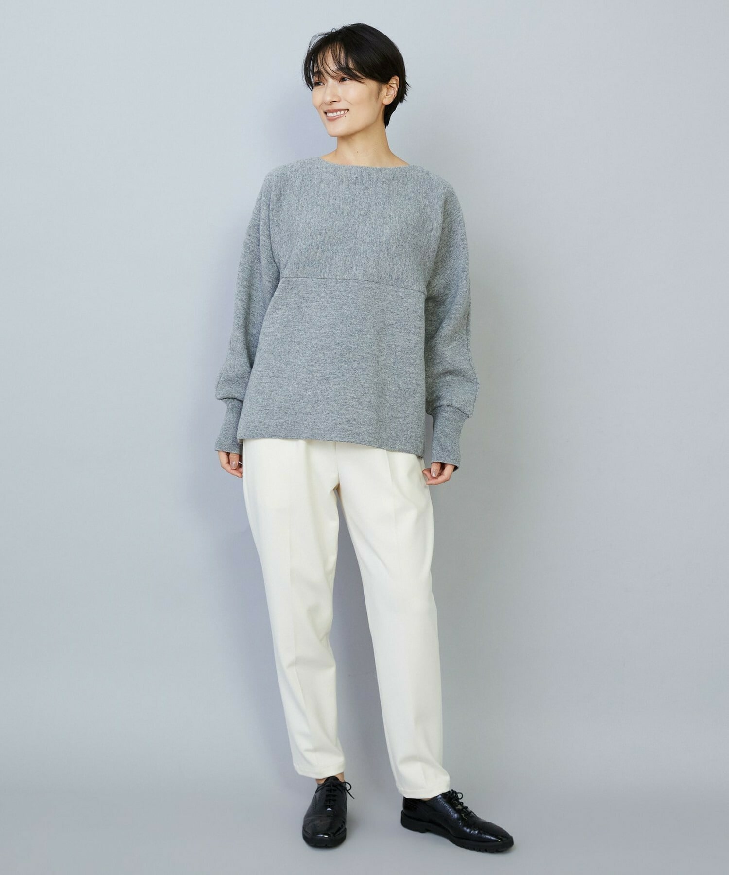 【MOGA】WOOLEN×AMOSSA ドルマンスリーブ配色ニット 詳細画像 ブラック系その他 11