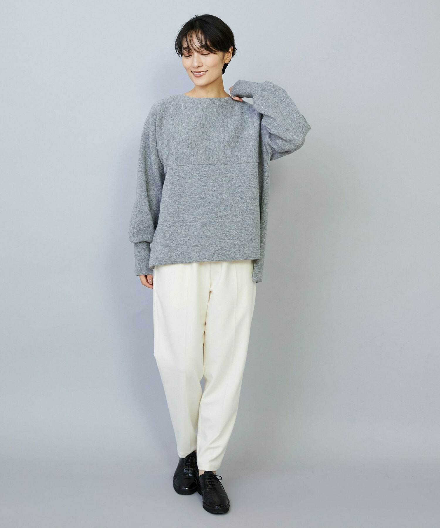 【MOGA】WOOLEN×AMOSSA ドルマンスリーブ配色ニット 詳細画像 ブラック系その他 12