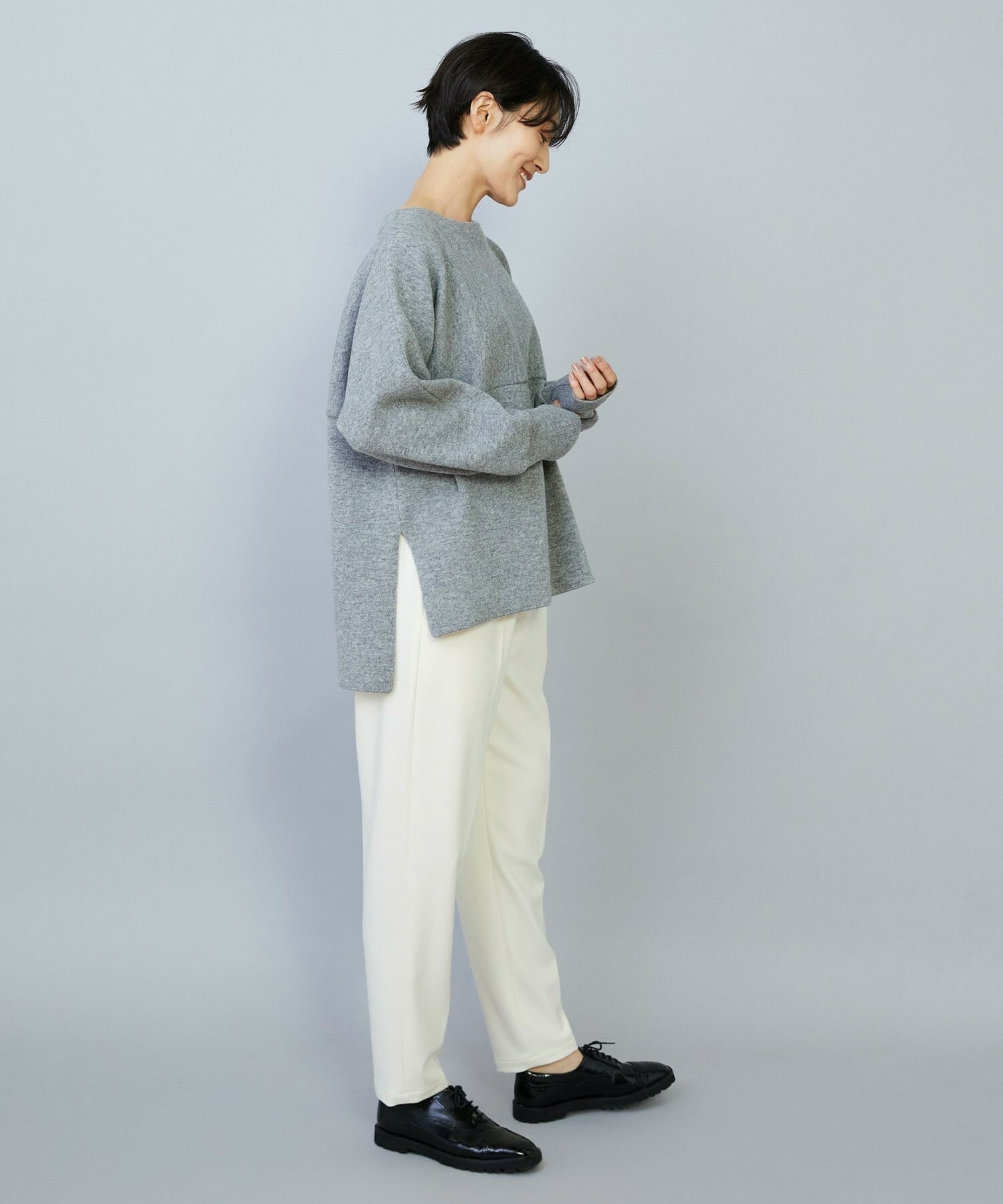 【MOGA】WOOLEN×AMOSSA ドルマンスリーブ配色ニット 詳細画像 ブラック系その他 17