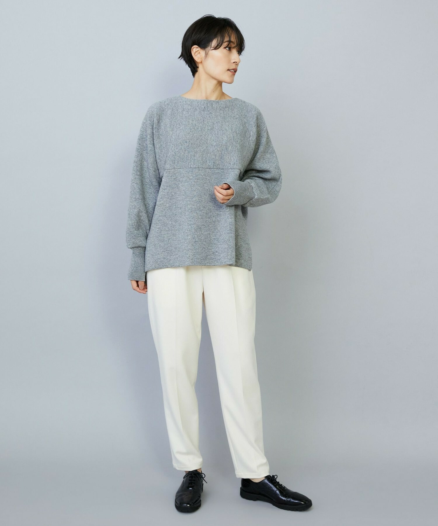 【MOGA】WOOLEN×AMOSSA ドルマンスリーブ配色ニット 詳細画像 ブラック系その他 18