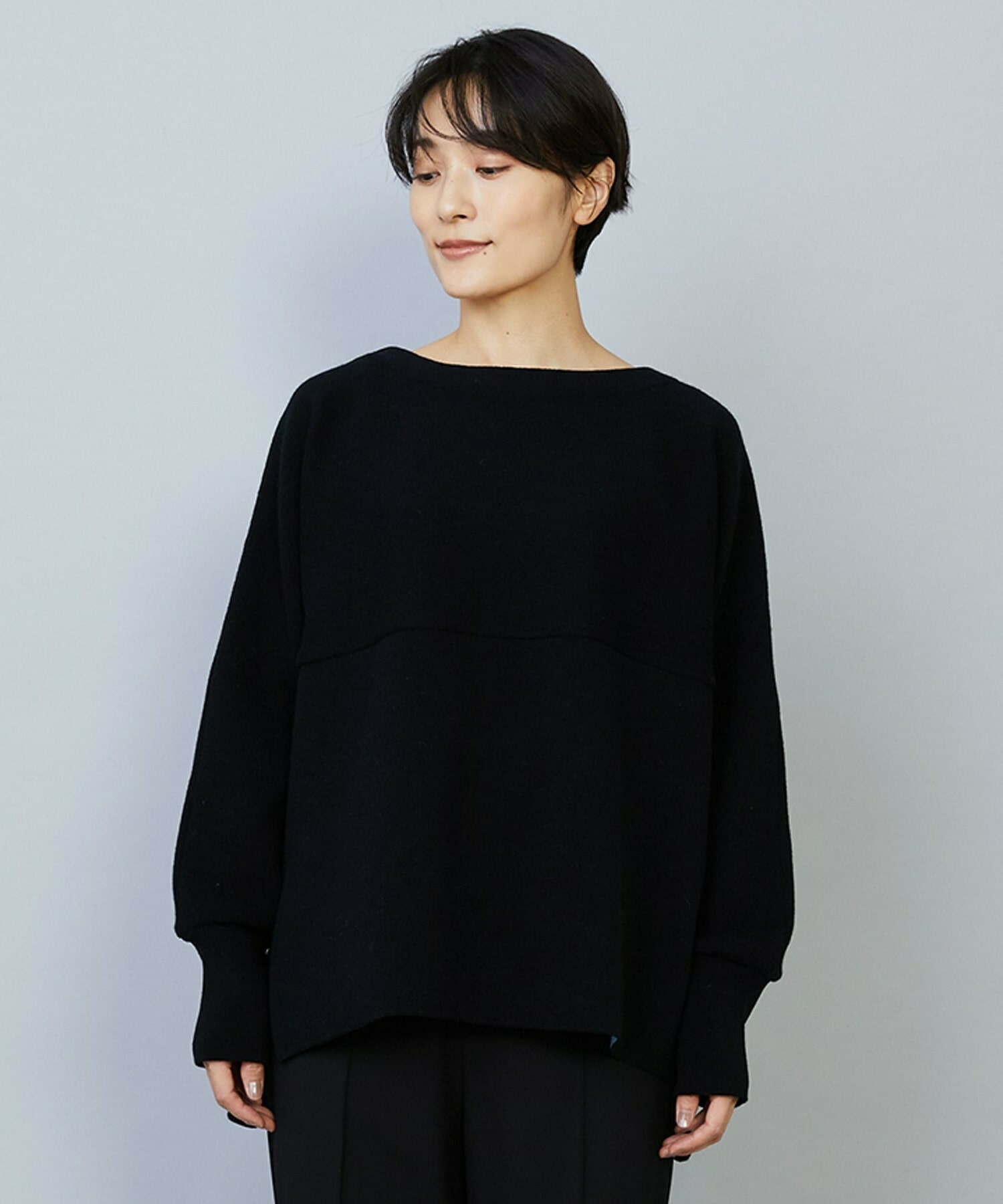 【MOGA】WOOLEN×AMOSSA ドルマンスリーブ配色ニット 詳細画像 ブラック系その他 19