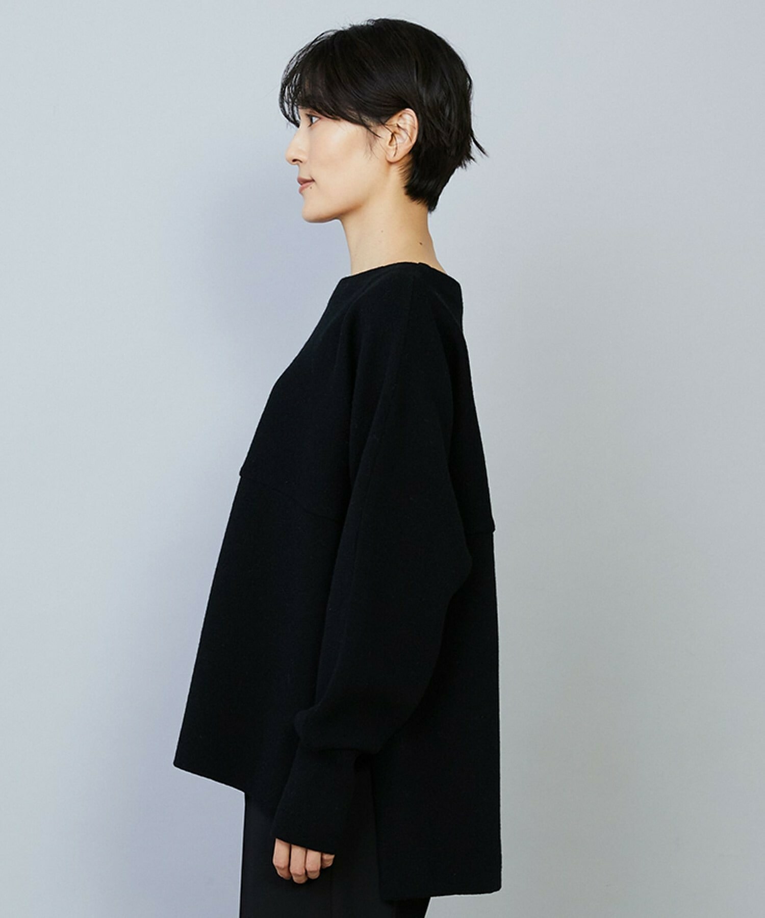 【MOGA】WOOLEN×AMOSSA ドルマンスリーブ配色ニット 詳細画像 ブラック系その他 20