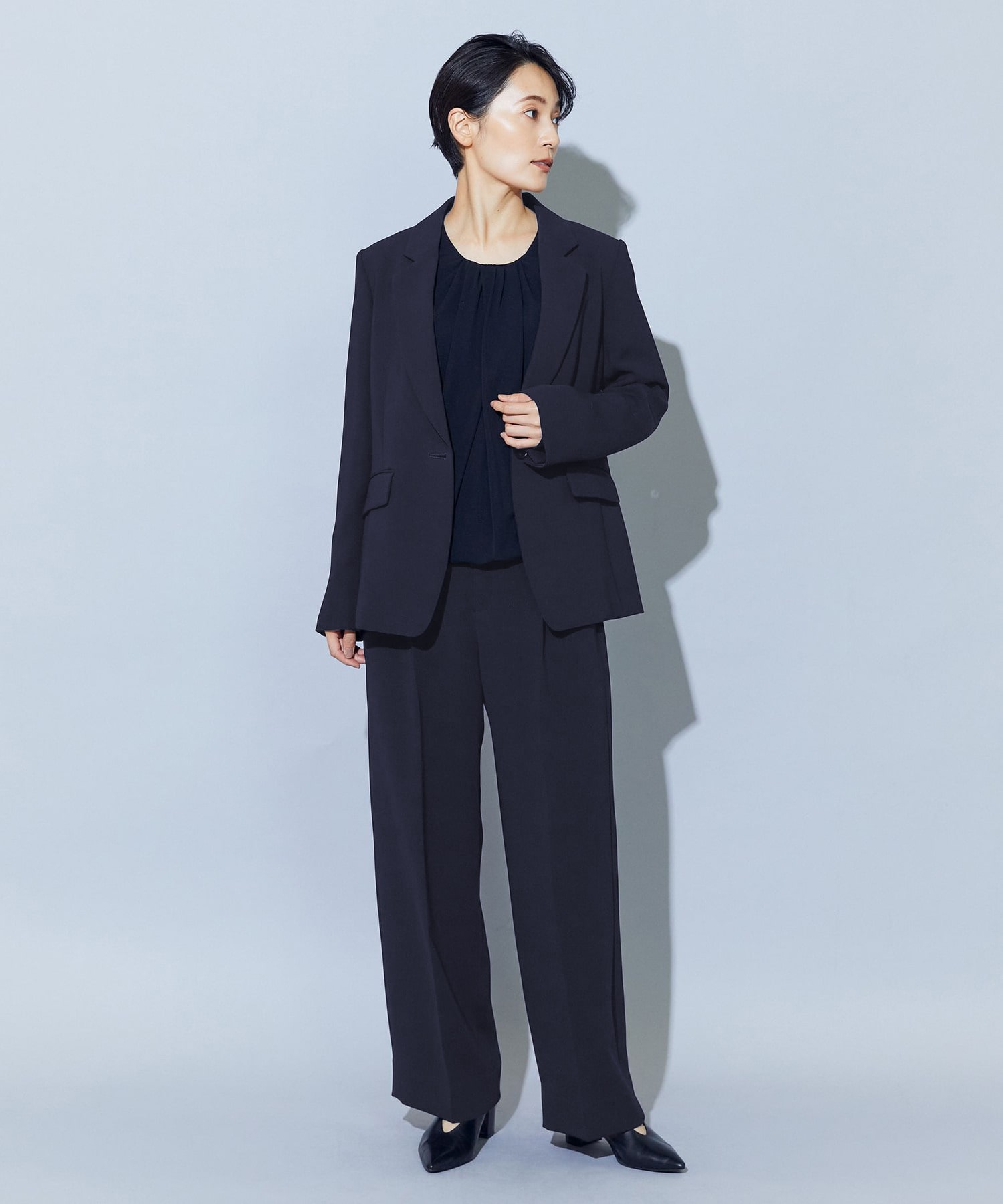 【wb】wb トリアセドライジョーゼットストレートセミワイドパンツ 詳細画像 ベージュ 15