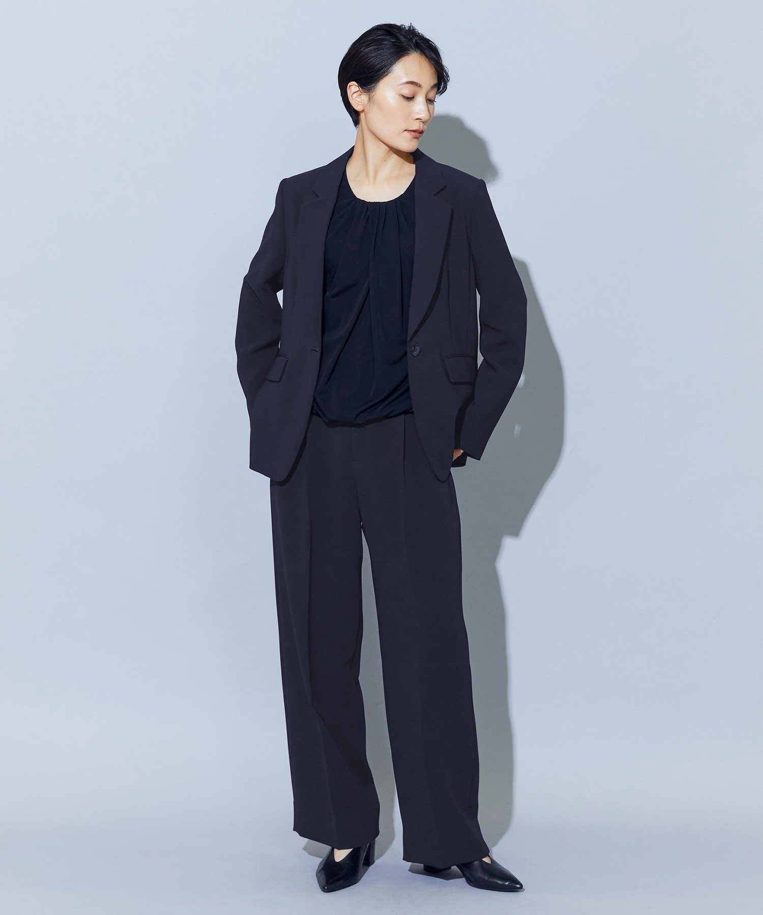 【wb】wb トリアセドライジョーゼットストレートセミワイドパンツ 詳細画像 ベージュ 16