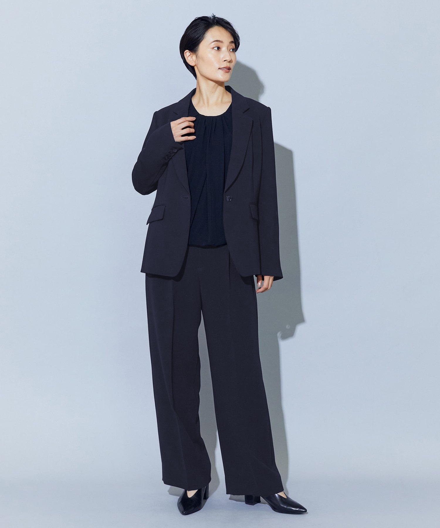 【wb】wb トリアセドライジョーゼットストレートセミワイドパンツ 詳細画像 ベージュ 18