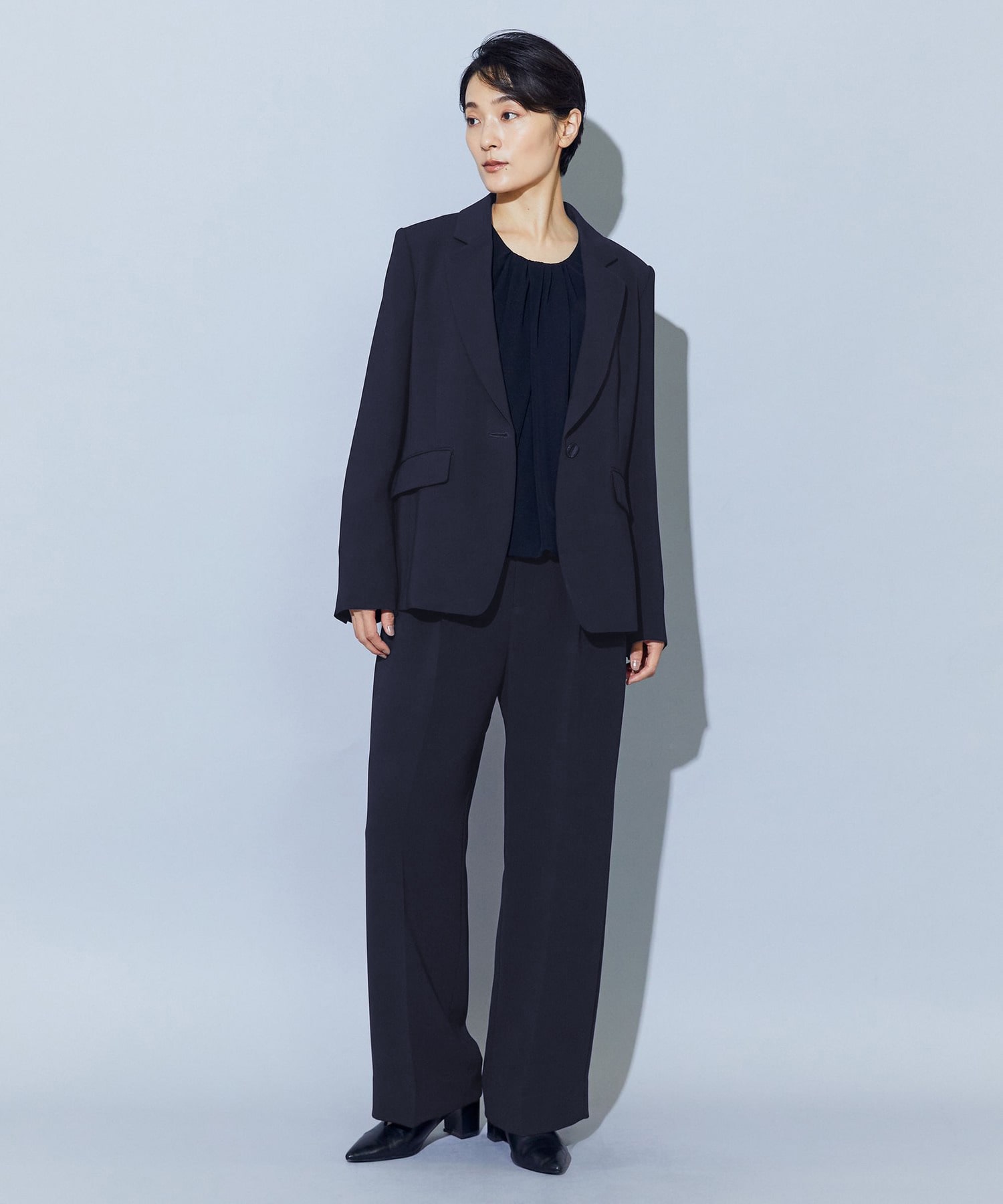 【wb】wb トリアセドライジョーゼットストレートセミワイドパンツ 詳細画像 ベージュ 3