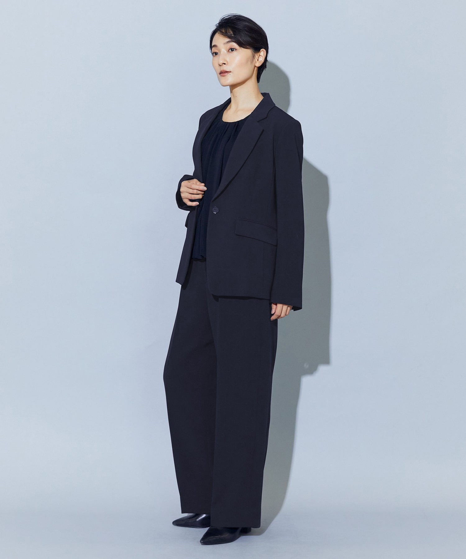 【wb】wb トリアセドライジョーゼットストレートセミワイドパンツ 詳細画像 ベージュ 5