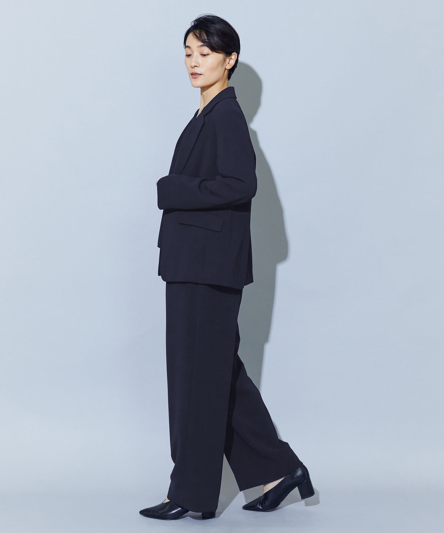 【wb】wb トリアセドライジョーゼットストレートセミワイドパンツ 詳細画像 ベージュ 9