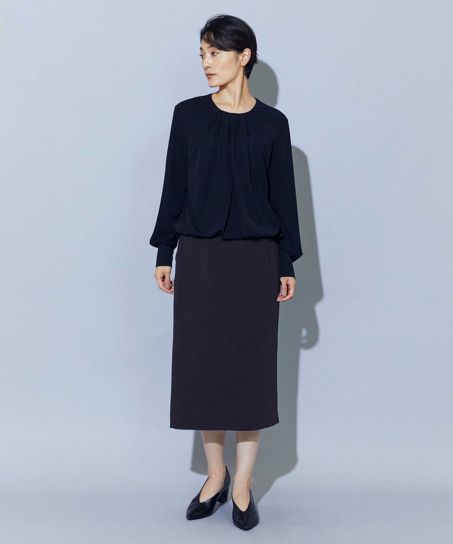 【wb】wb トリアセドライジョーゼットストレートタイトスカート 詳細画像 ベージュ 11