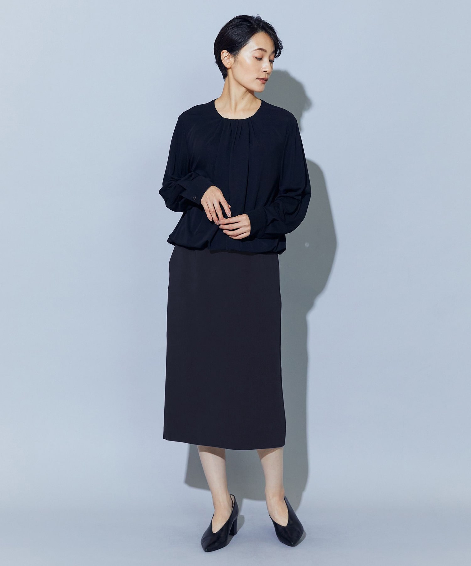 【wb】wb トリアセドライジョーゼットストレートタイトスカート 詳細画像 ベージュ 17