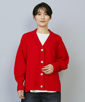 【MOGA】クーマラム鹿の子編みVネックカーディガン 詳細画像 レッド 1