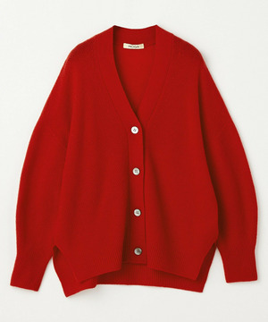 【MOGA】クーマラム鹿の子編みVネックカーディガン 詳細画像 レッド 2