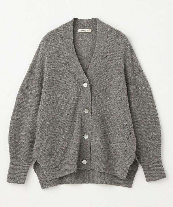 クーマラム鹿の子編みVネックカーディガン 詳細画像 グレー 2