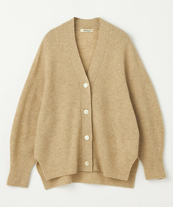 クーマラム鹿の子編みVネックカーディガン 詳細画像 ベージュ 2