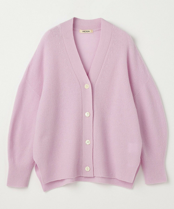 クーマラム鹿の子編みVネックカーディガン 詳細画像 ピンク 2