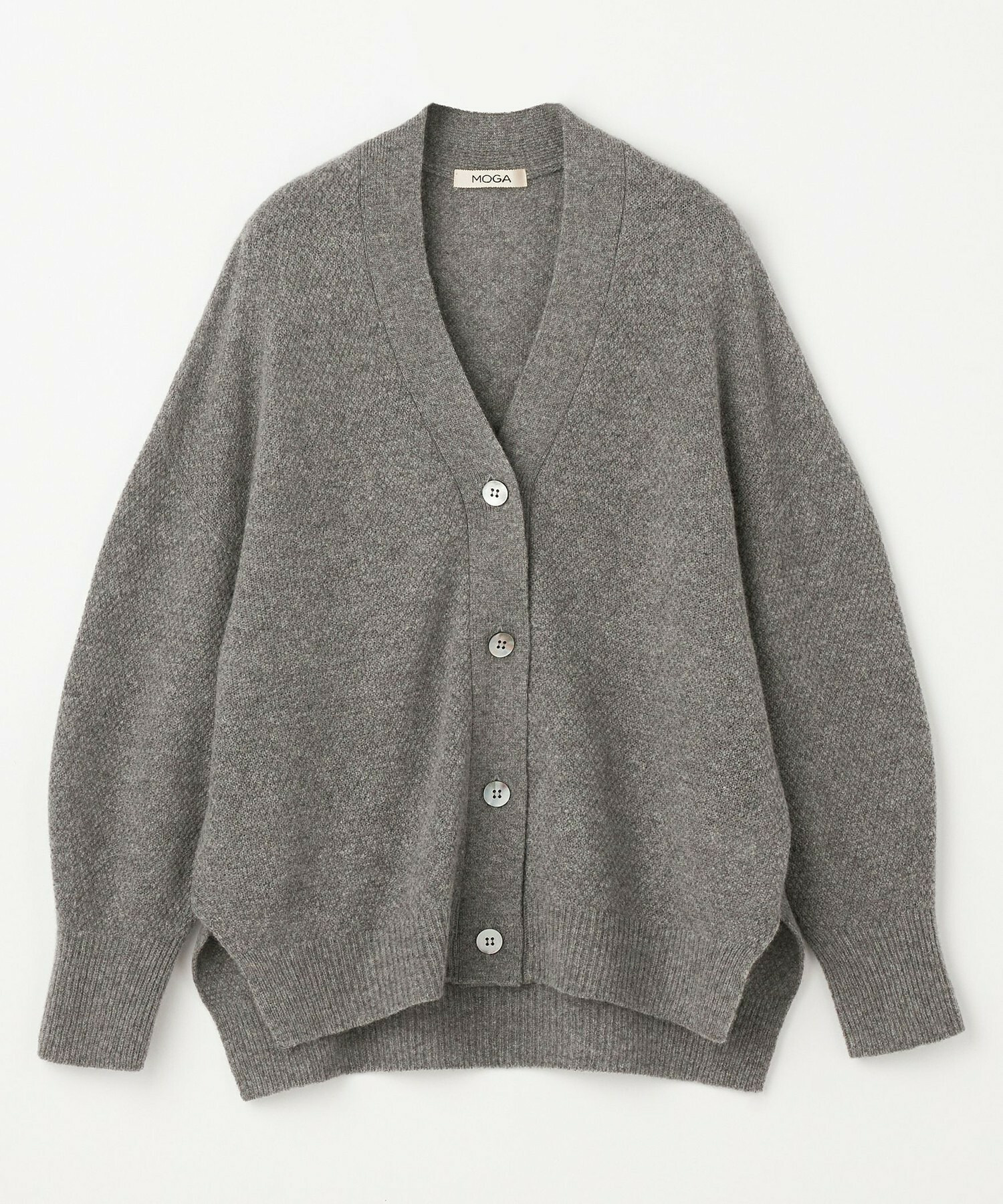 【MOGA】クーマラム鹿の子編みVネックカーディガン 詳細画像 グレー 2
