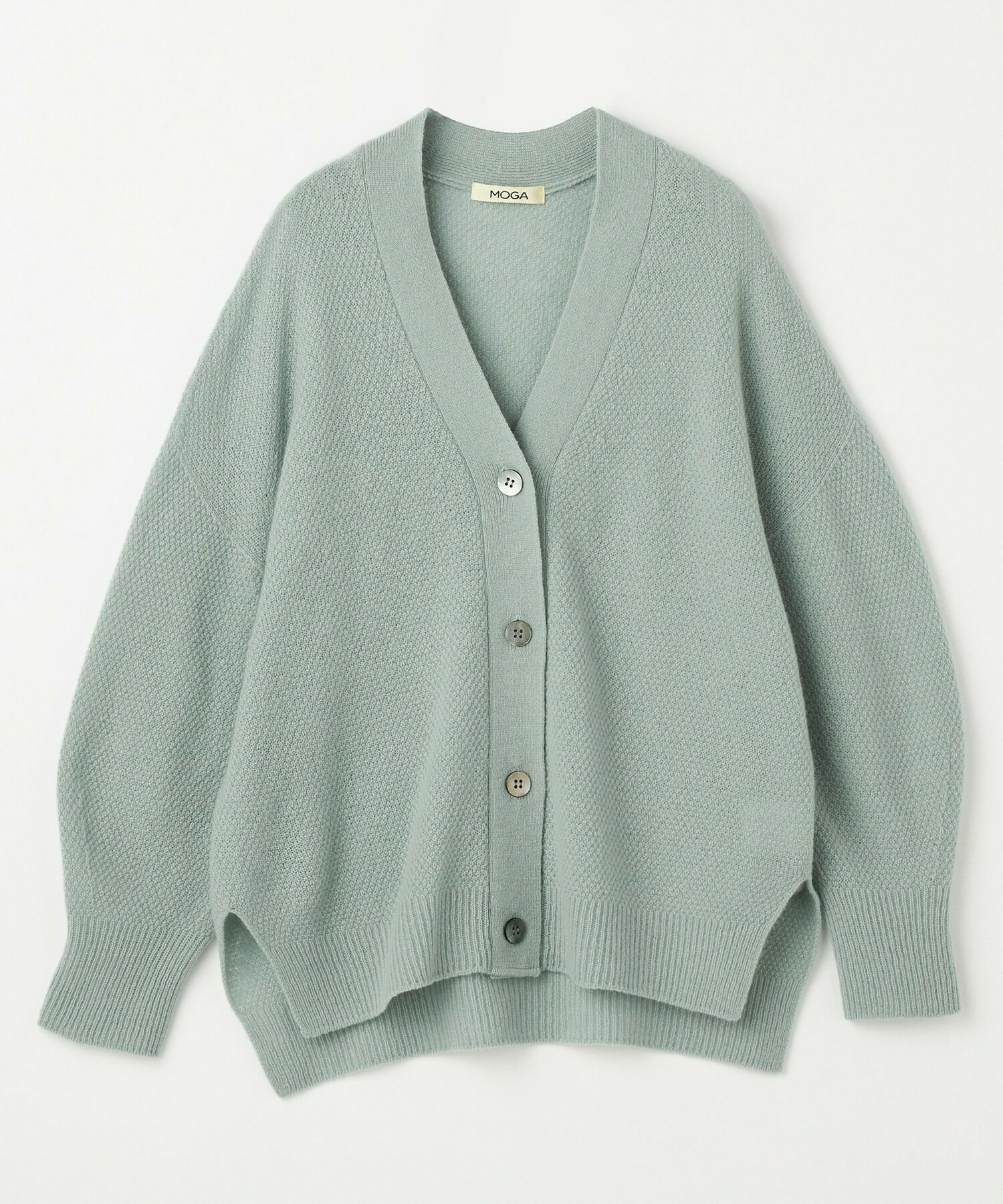 【MOGA】クーマラム鹿の子編みVネックカーディガン 詳細画像 グリーン系その他 2
