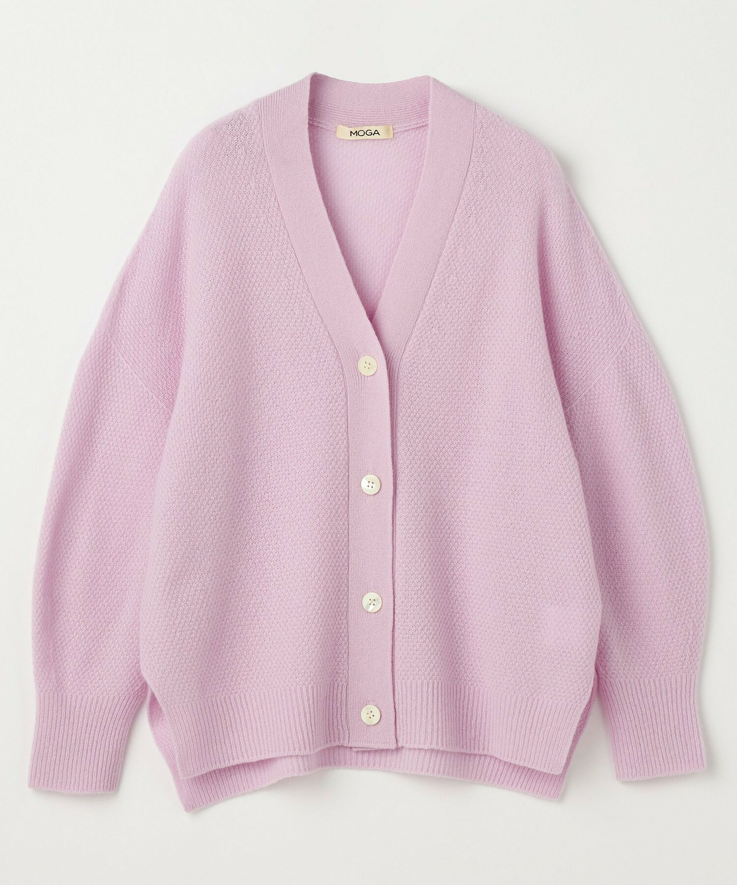 【MOGA】クーマラム鹿の子編みVネックカーディガン 詳細画像 ピンク 2