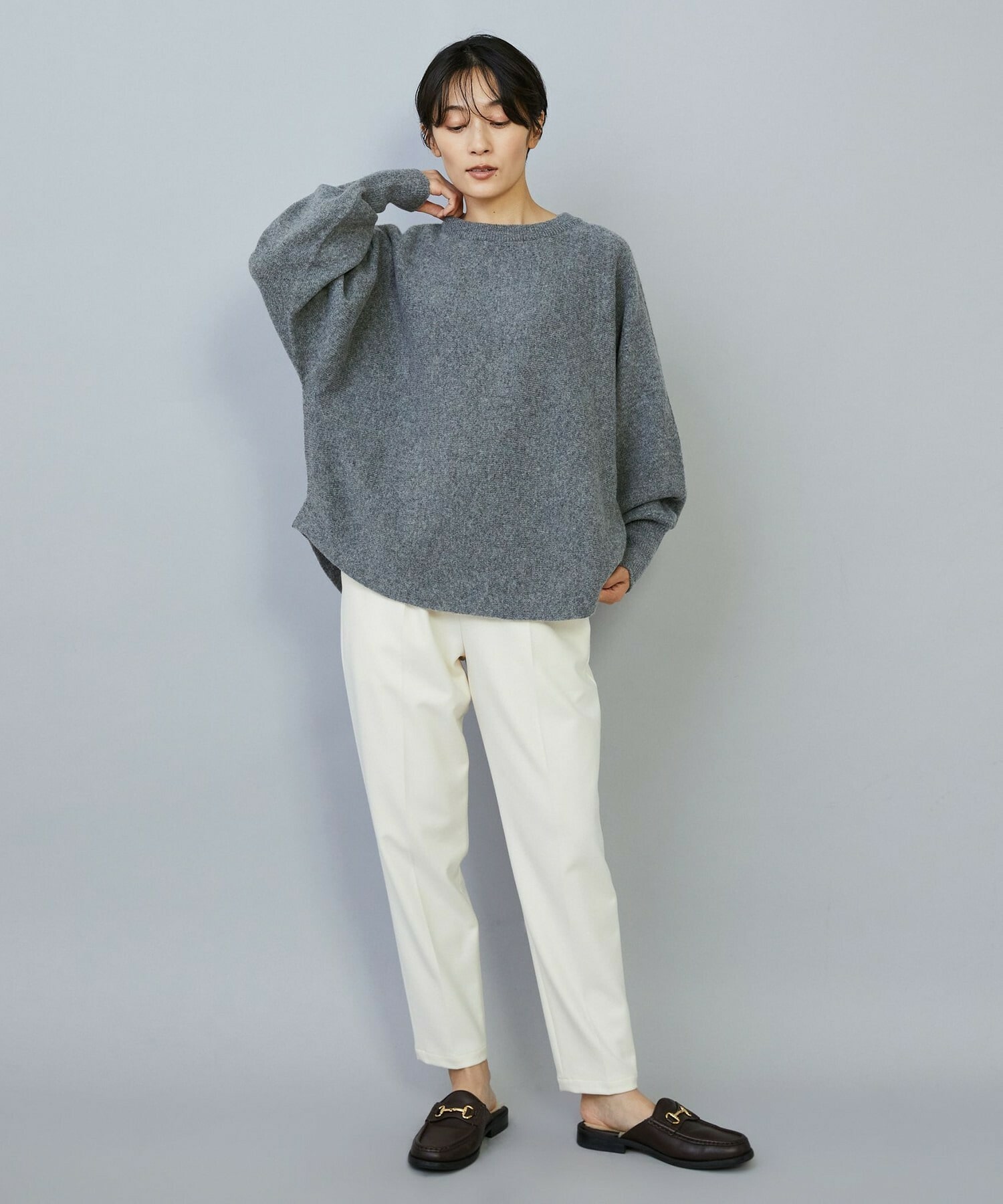 【MOGA】クーマラムラウンドネックニット 詳細画像 グレー 5