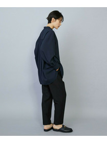 【MOGA】【Lサイズ】トロストレッチバンドカラーブラウス 詳細画像 ネイビー 19