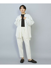 【MOGA】【Lサイズ】トロストレッチバンドカラーブラウス 詳細画像 ネイビー 2