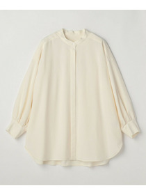 【MOGA】【Lサイズ】トロストレッチバンドカラーブラウス 詳細画像 ネイビー 23