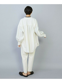 【MOGA】【Lサイズ】トロストレッチバンドカラーブラウス 詳細画像 ネイビー 6