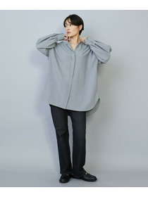 【MOGA】【Lサイズ】トロストレッチバンドカラーブラウス 詳細画像 ネイビー 9