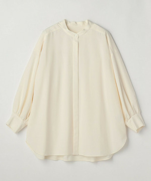 【MOGA】【Lサイズ】トロストレッチバンドカラーブラウス 詳細画像 オフホワイト 1