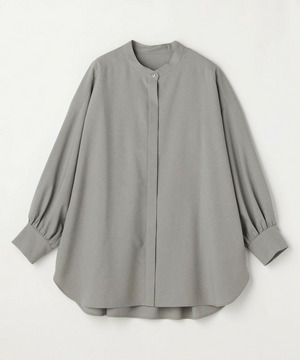 【MOGA】【Lサイズ】トロストレッチバンドカラーブラウス 詳細画像 ライトグレー 1