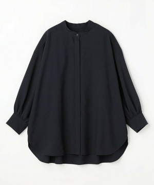 【MOGA】【Lサイズ】トロストレッチバンドカラーブラウス 詳細画像 ネイビー 1