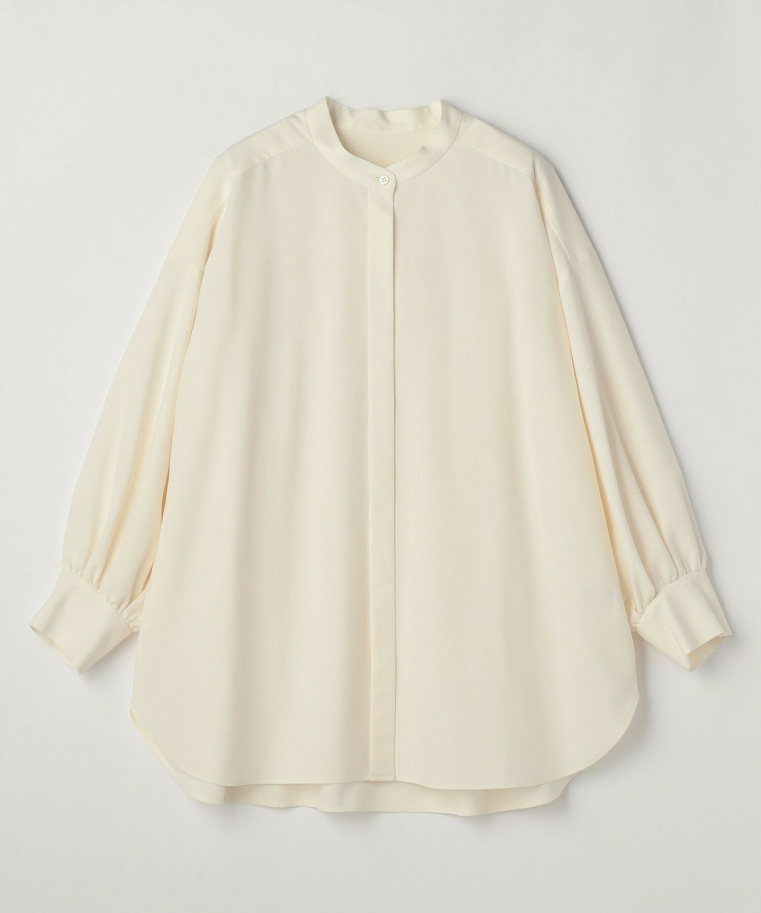 【MOGA】【Lサイズ】トロストレッチバンドカラーブラウス 詳細画像 オフホワイト 1