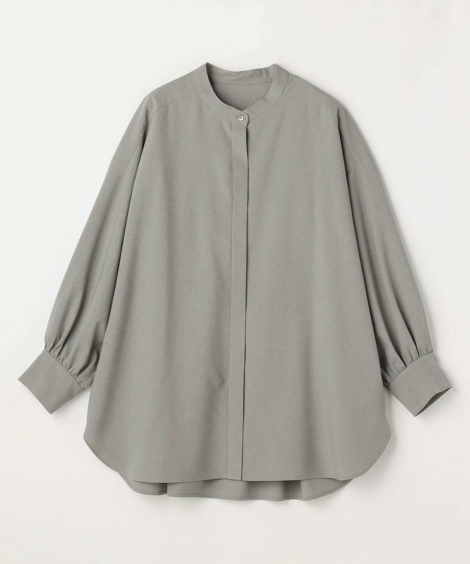 【MOGA】【Lサイズ】トロストレッチバンドカラーブラウス 詳細画像 ライトグレー 1