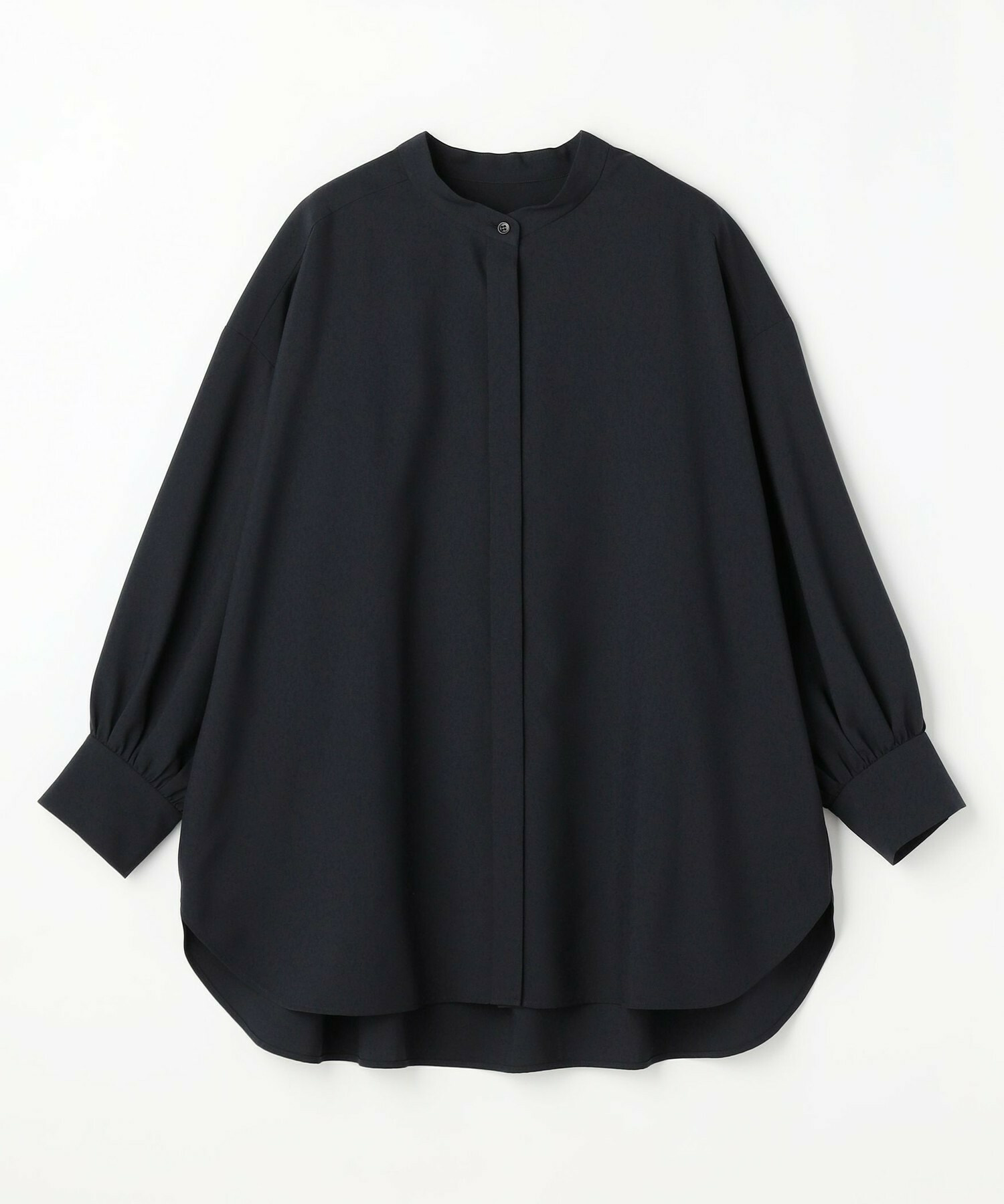 【MOGA】【Lサイズ】トロストレッチバンドカラーブラウス 詳細画像 ネイビー 1