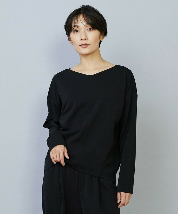 【Lサイズ】トリアセカルゼVネックトップス 詳細画像 ブラック 2