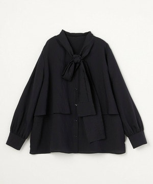 【MOGA】【Lサイズ】シアーシルクフレアブラウス 詳細画像 ネイビー 1