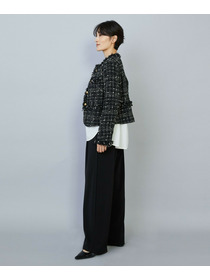 【MOGA】【Lサイズ】ファンシーヤーンツイードショートジャケット 詳細画像 オフホワイト 4