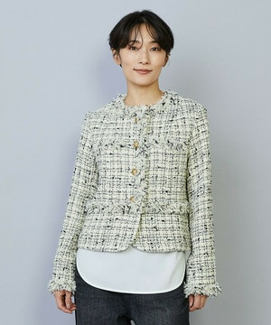 【MOGA】【Lサイズ】ファンシーヤーンツイードショートジャケット 詳細画像 オフホワイト 2