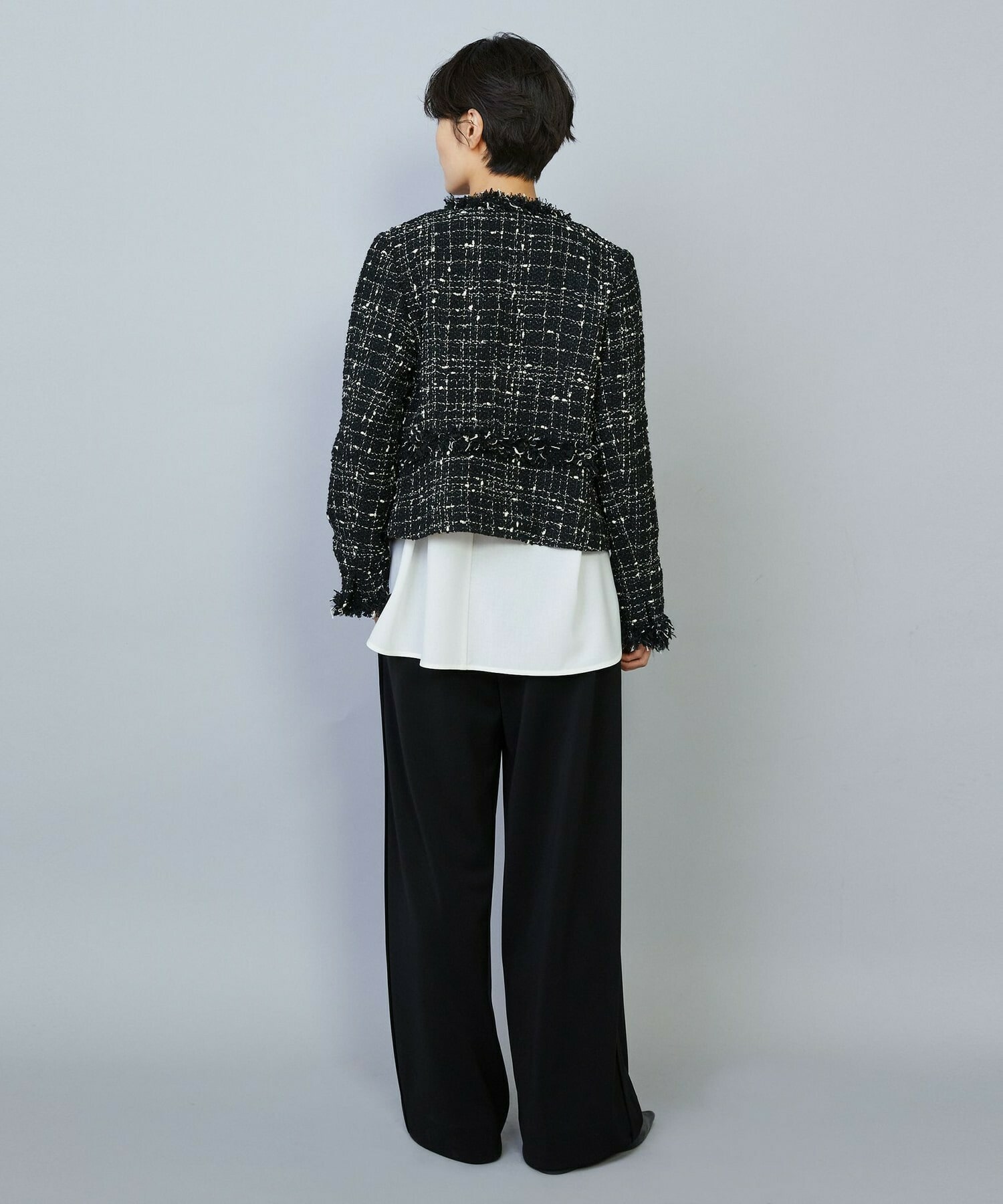 【MOGA】【Lサイズ】ファンシーヤーンツイードショートジャケット 詳細画像 オフホワイト 5