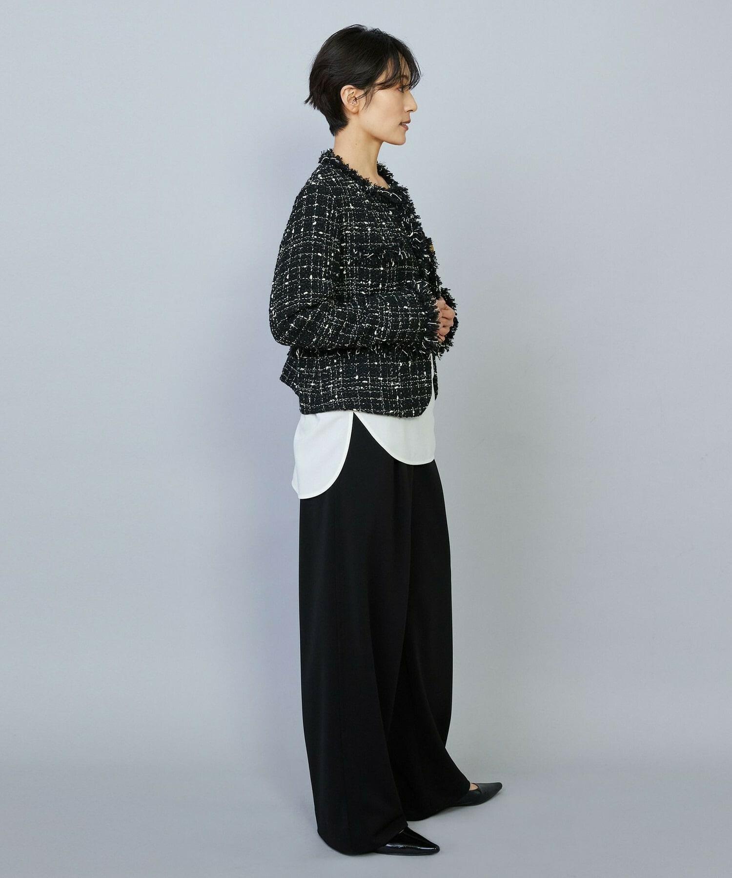 【MOGA】【Lサイズ】ファンシーヤーンツイードショートジャケット 詳細画像 オフホワイト 7