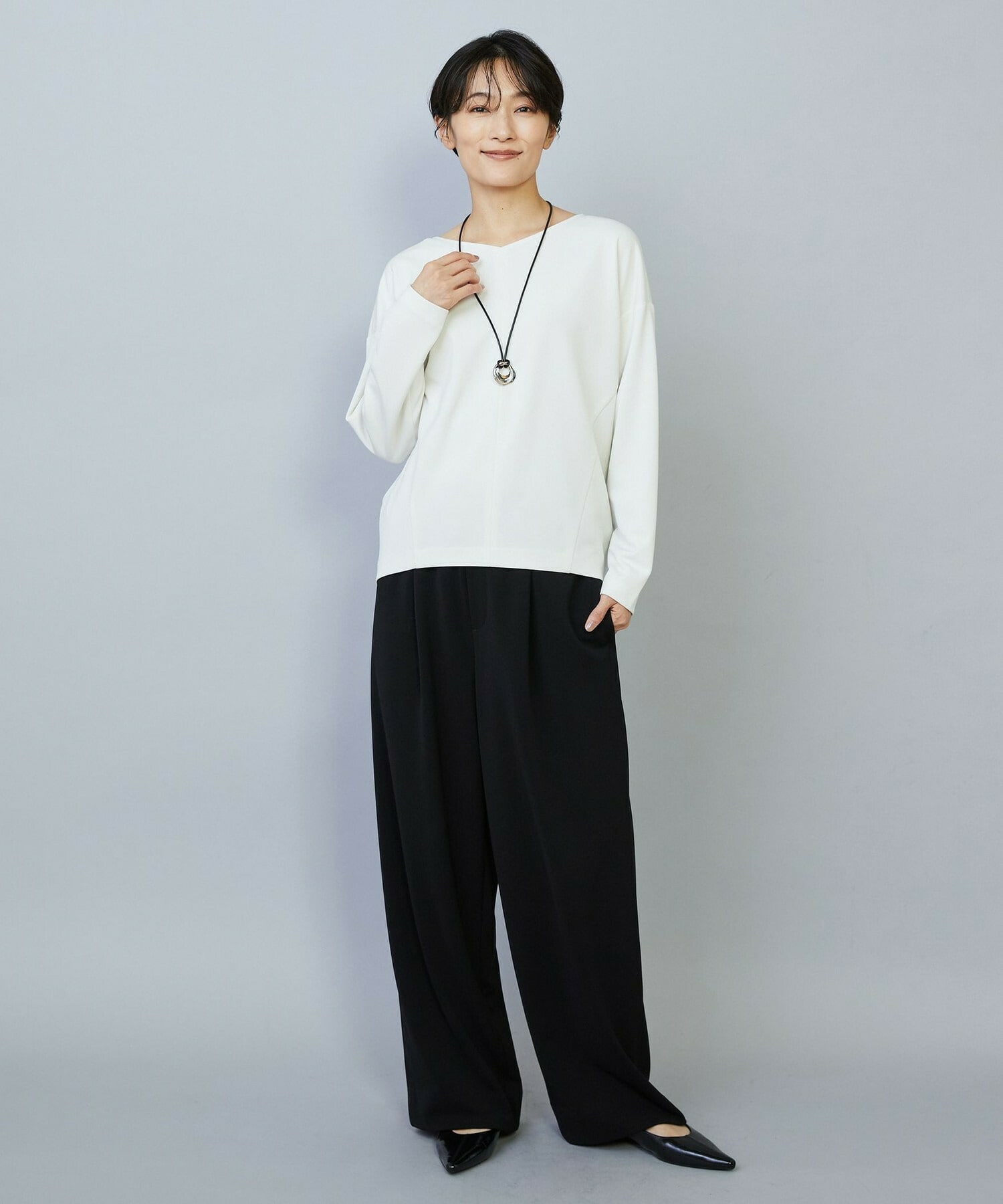 【MOGA】【Lサイズ】トリアセカルゼセミワイドパンツ 詳細画像 ブラック 16