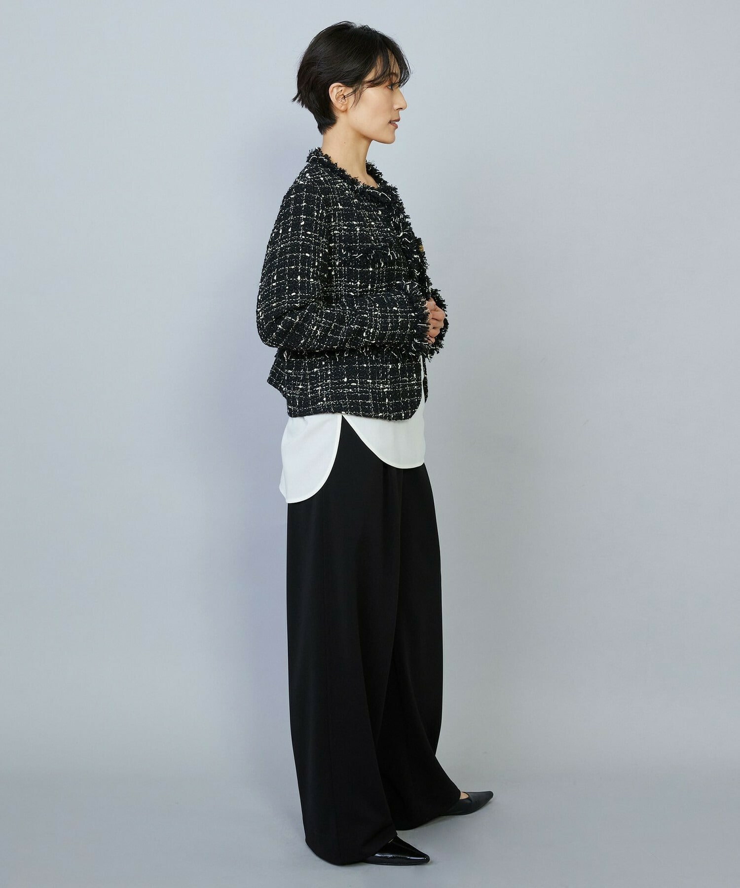 【MOGA】【Lサイズ】トリアセカルゼセミワイドパンツ 詳細画像 ブラック 4