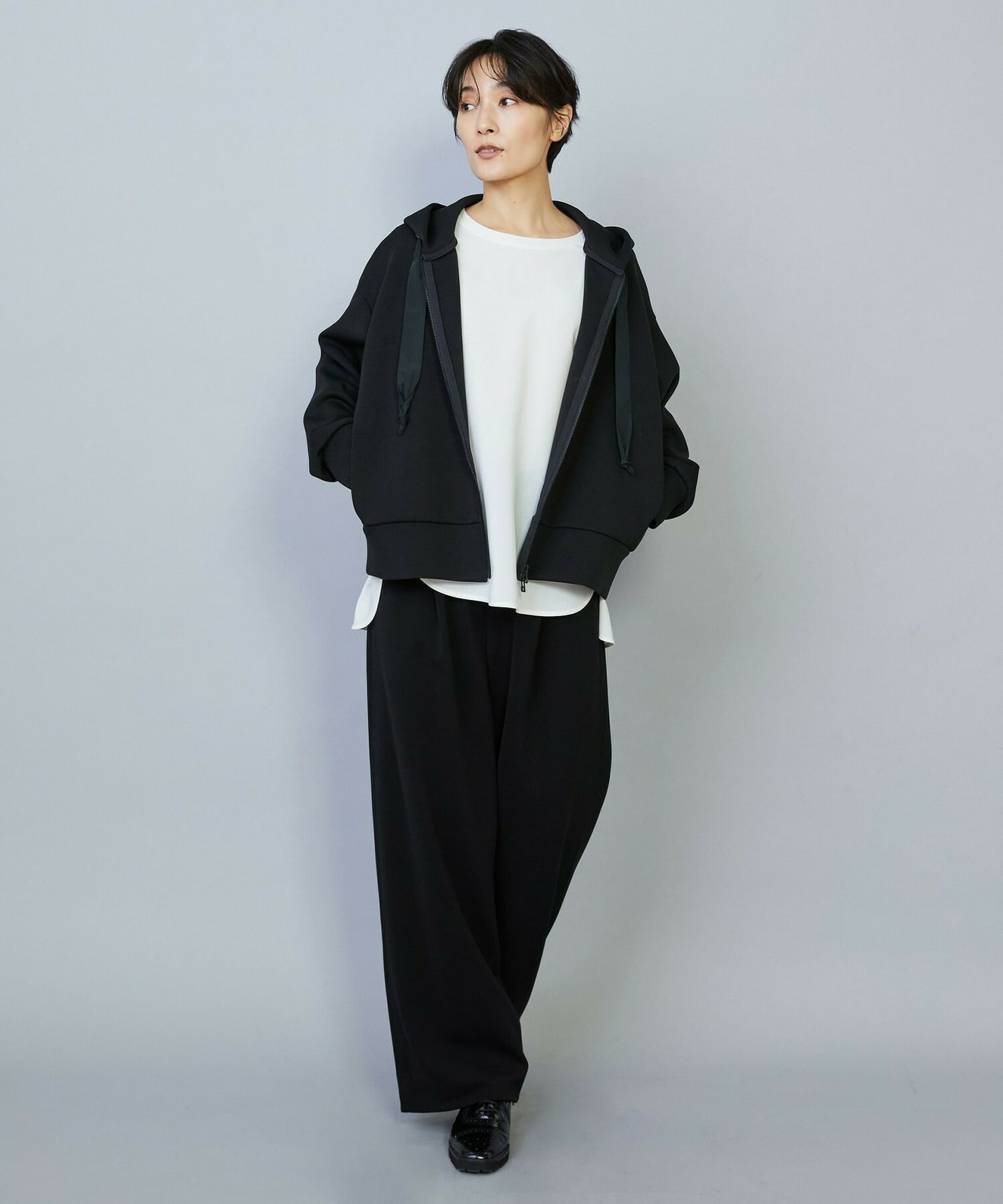 【MOGA】【Lサイズ】トリアセカルゼセミワイドパンツ 詳細画像 ブラック 5