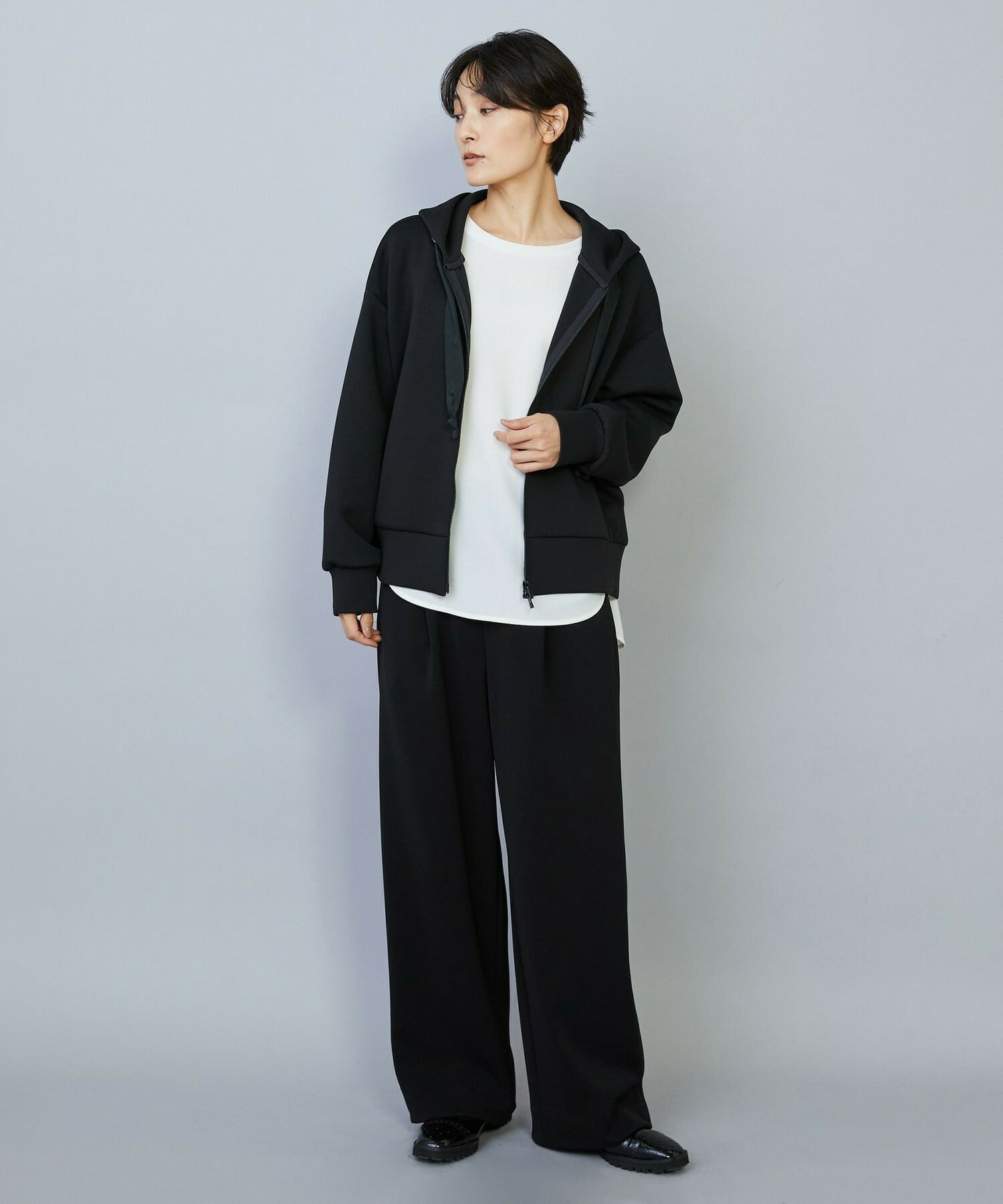 【MOGA】【Lサイズ】トリアセカルゼセミワイドパンツ 詳細画像 ブラック 6