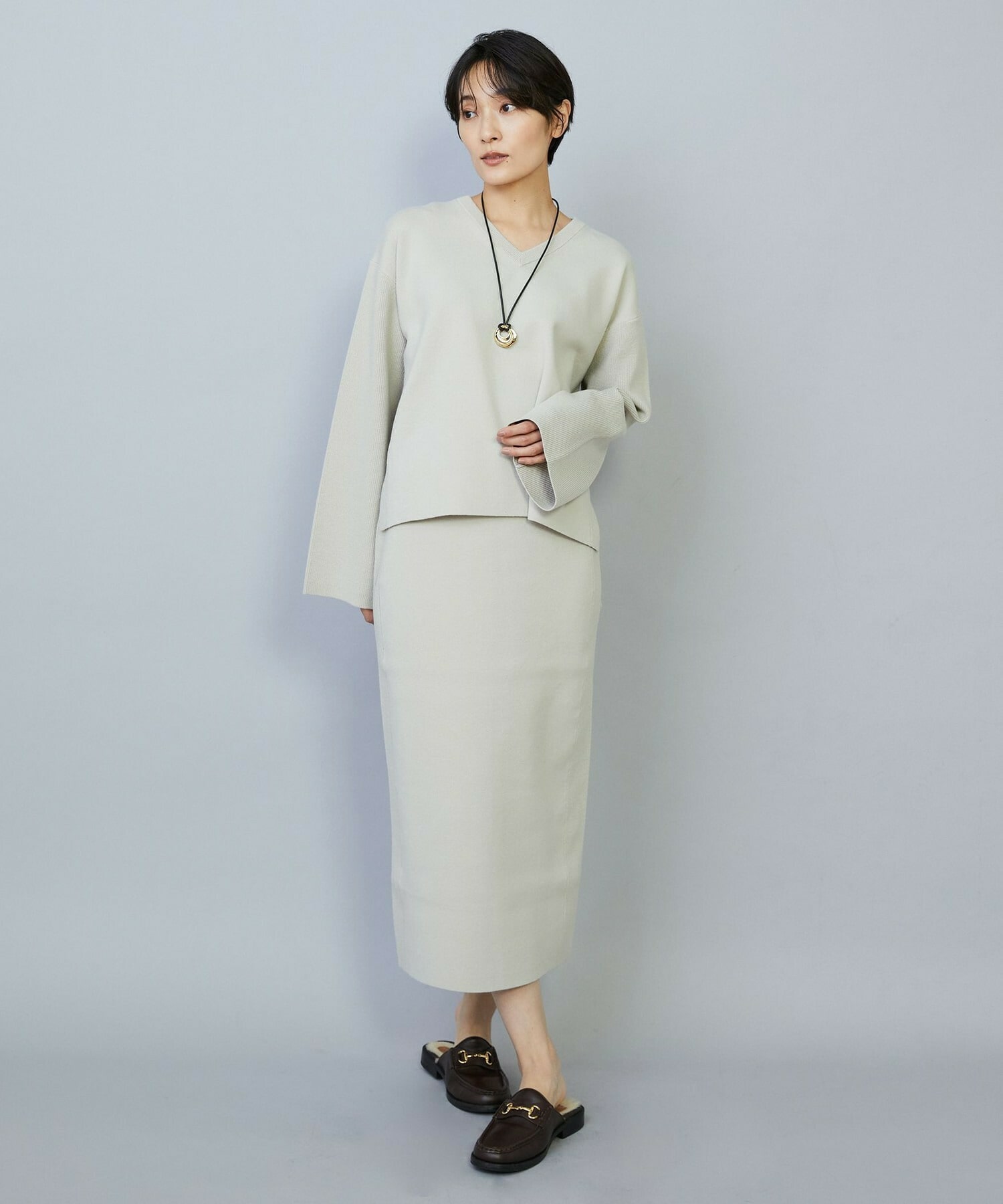 【MOGA】【Lサイズ】コームドコットンニットスカート 詳細画像 ライトベージュ 12