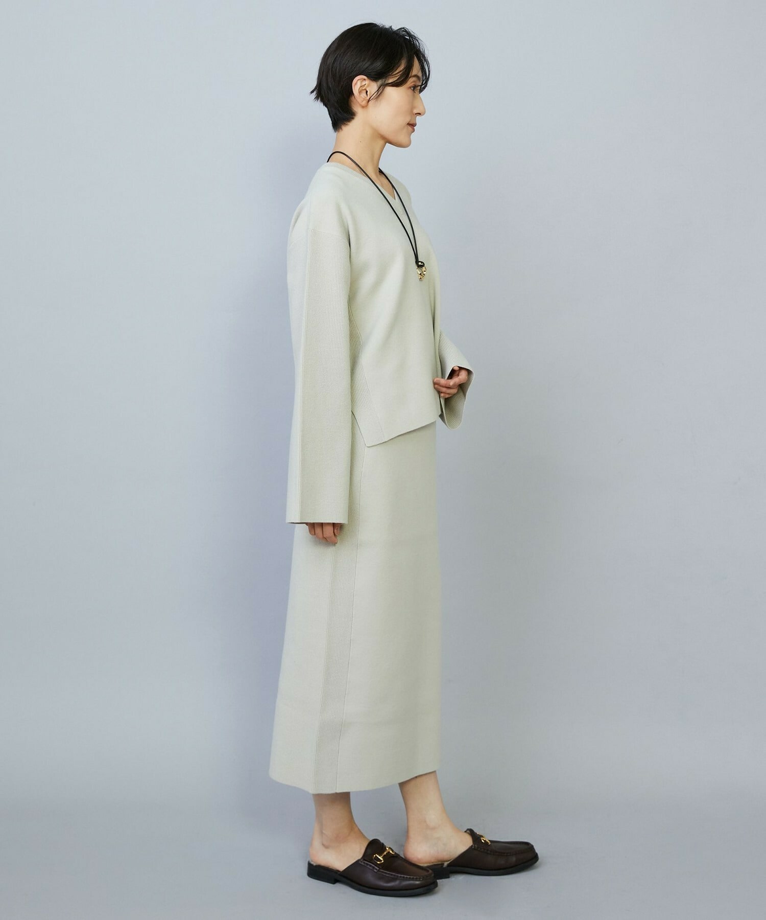 【MOGA】【Lサイズ】コームドコットンニットスカート 詳細画像 ライトベージュ 18