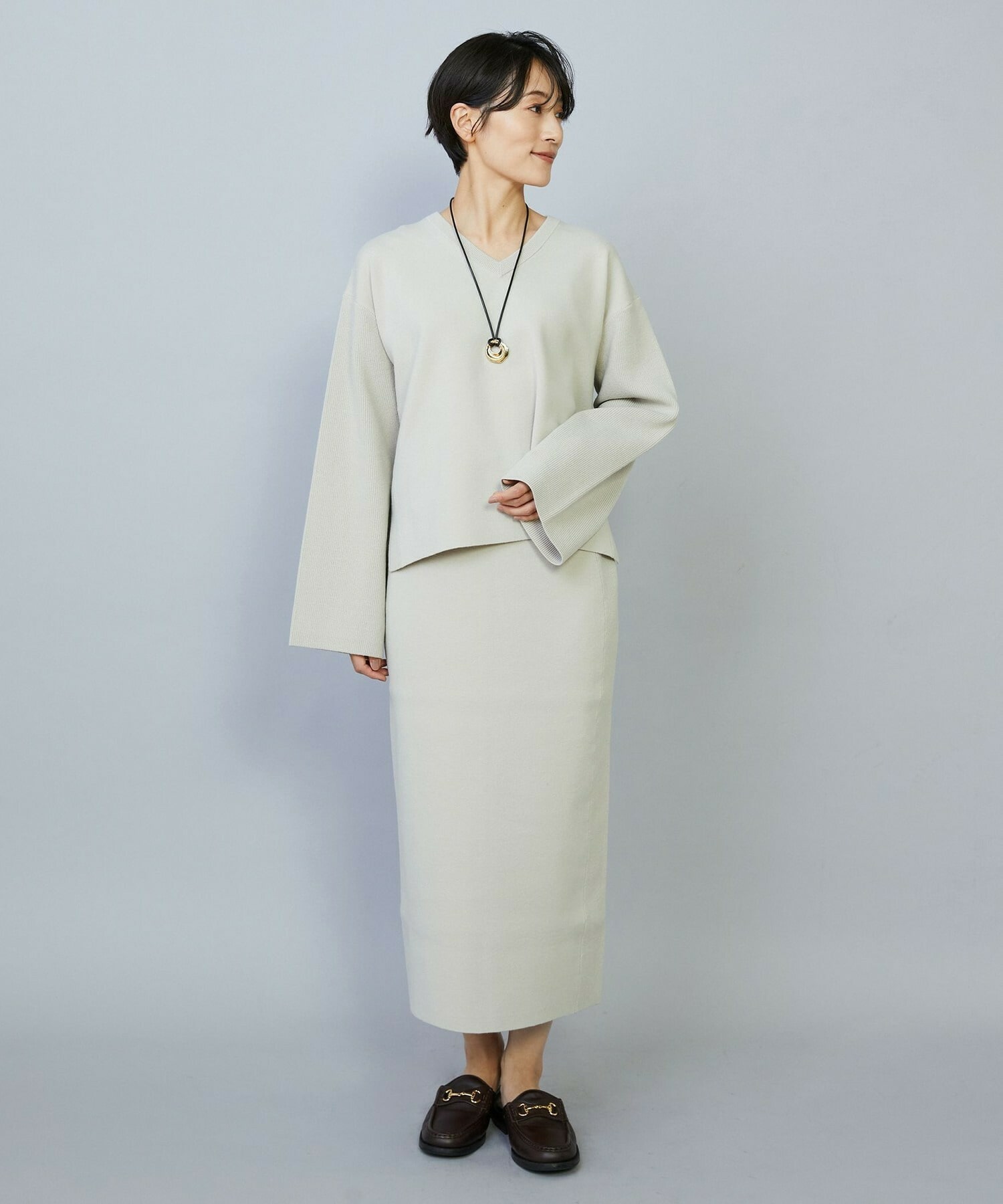 【MOGA】【Lサイズ】コームドコットンチュニックニット 詳細画像 ライトベージュ 19