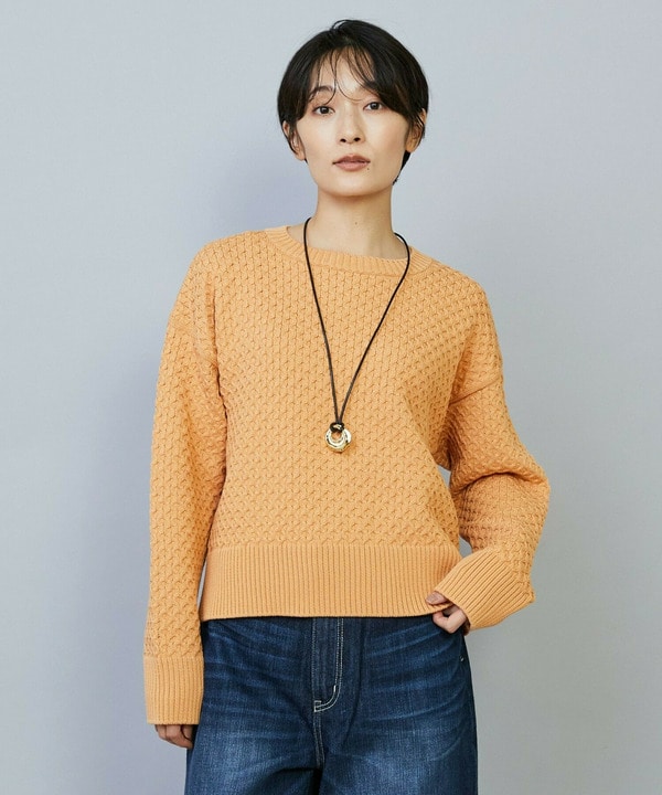 【Lサイズ】ヴィッテルスリムクルーネックショートニット 詳細画像 オレンジ 2