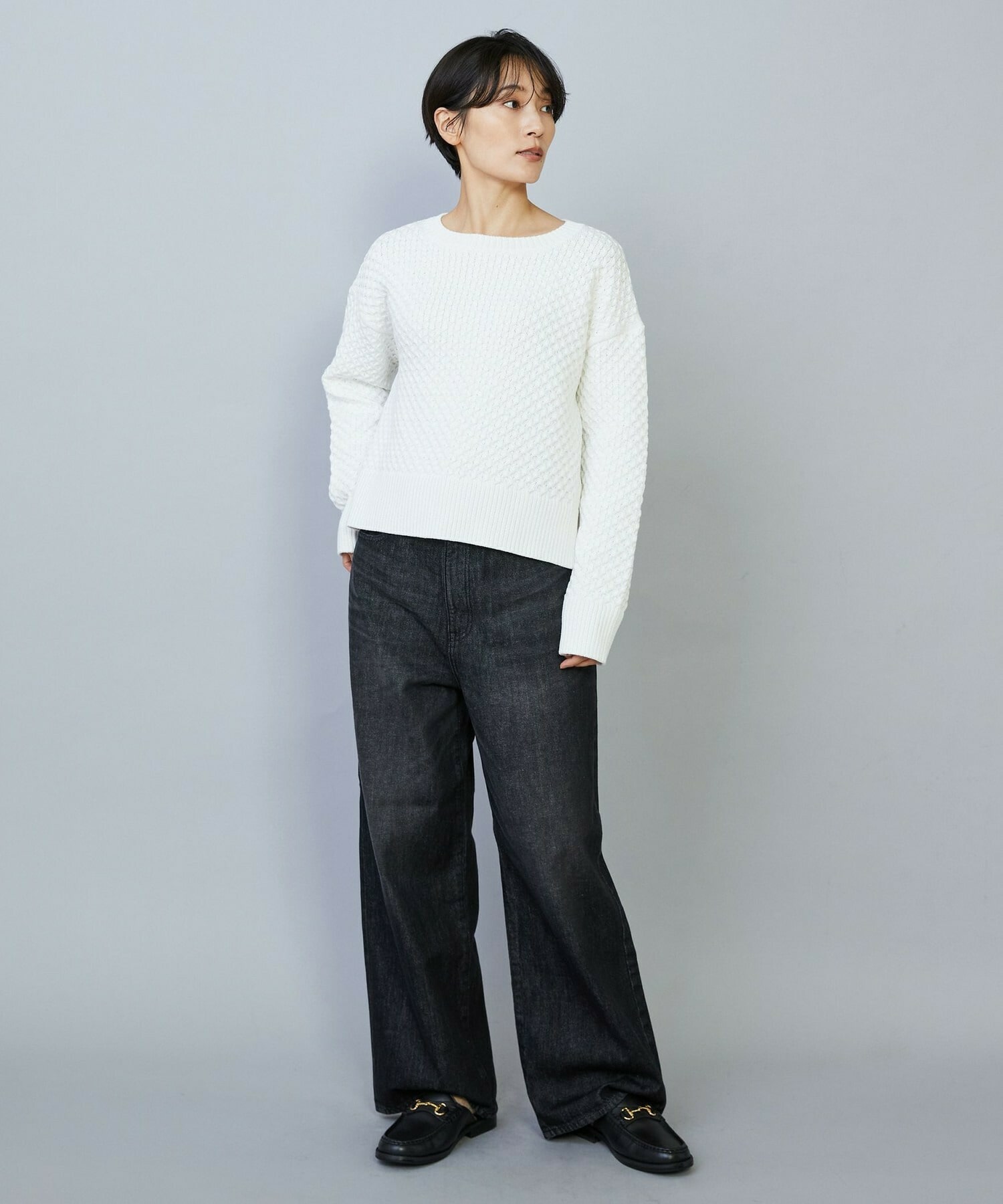 【MOGA】【Lサイズ】ヴィッテルスリムクルーネックショートニット 詳細画像 オフホワイト 10